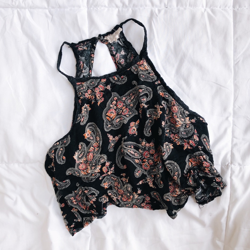 Paisley Boho High Neck Halter Crop Top (LA Hearts)